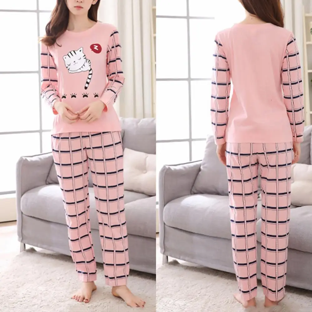 Winter Cute Cartoon Cat Print Pajama Set Women Two-pieces Long Sleeve Sleepwear Underwear Girls Pajama Sets
Winter Cute Cartoon Cat Print Pajama Set Women Two-pieces Long Sleeve Sleepwear Underwear Girls Pajama Sets