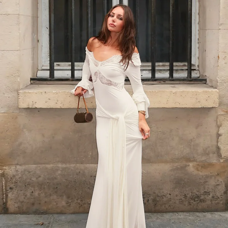 Ticketsx Elegant V-neck Lace Slim Maxi Dress Lace Up Patchwork Ruched Backless Dress Autumn Solid Luxury Party Evening Dress
Ticketsx Elegant V-neck Lace Slim Maxi Dress Lace Up Patchwork Ruched Backless Dress Autumn Solid Luxury Party Evening Dress