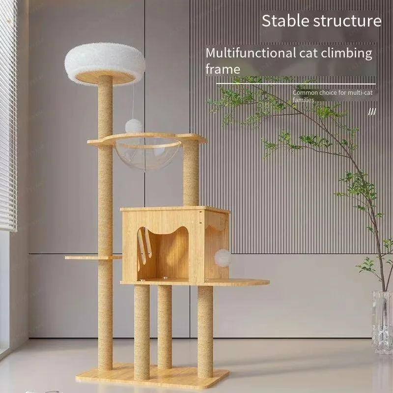 Modern multi-functional solid wood cat tree, large high-jump platform, multi-layer integrated closed cat nest
Modern multi-functional solid wood cat tree, large high-jump platform, multi-layer integrated closed cat nest