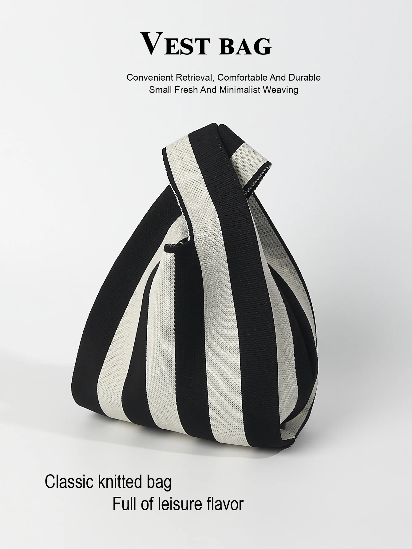 1 piece of striped knitted hollow breathable hook woven lightweight and foldable portable open casual women's handbag, gift stor
1 piece of striped knitted hollow breathable hook woven lightweight and foldable portable open casual women's handbag, gift stor