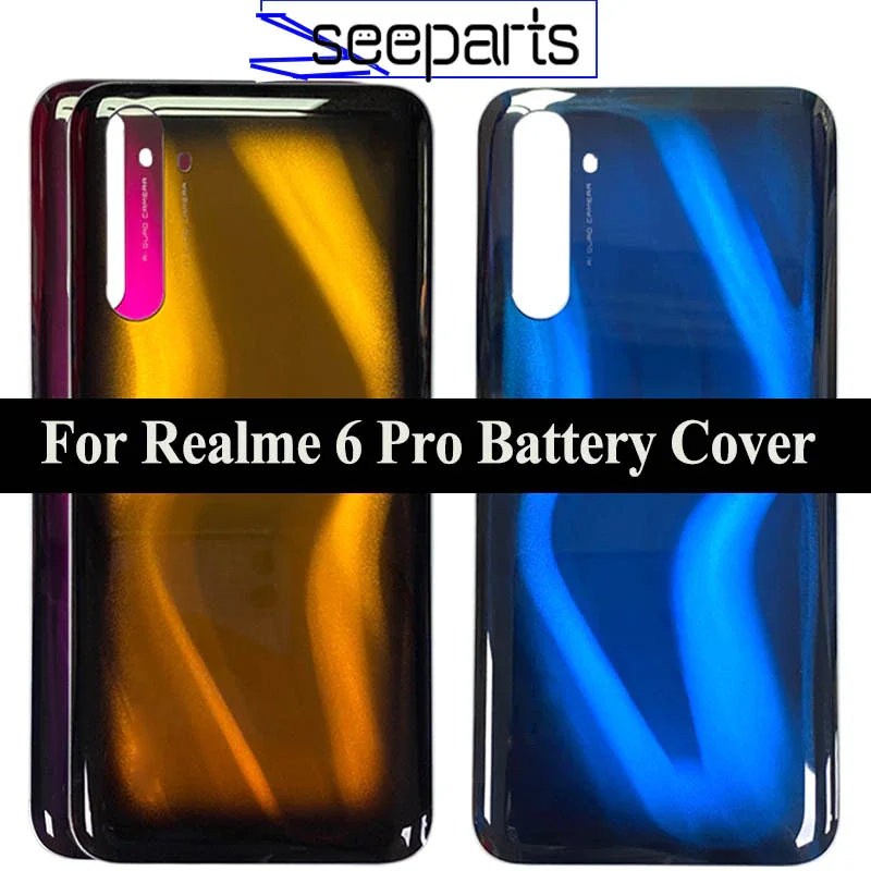 

6.6'' New For Realme 6 Pro Battery Cover Rear Housing Glass Case For RMX2061 RMX2063 Back Cover Replace For Realme 6Pro Housing