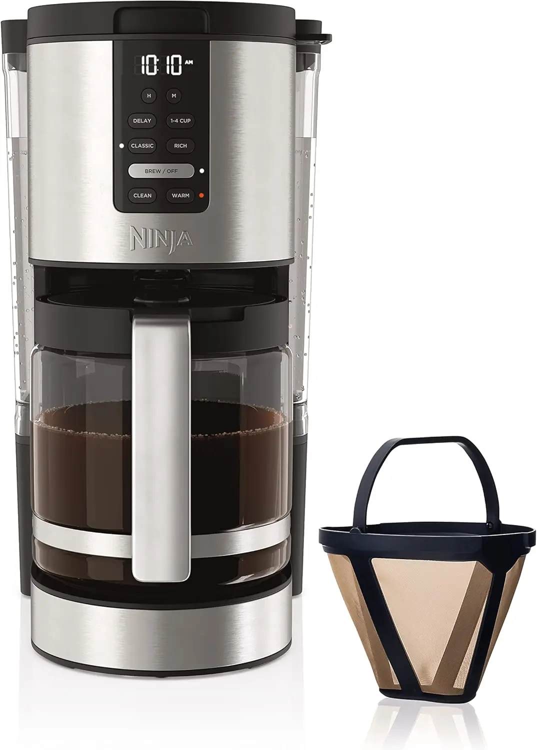 Programmable XL 14-Cup Coffee Maker, 14-Cup Glass Carafe, With Permanent Filter, Stainless Steel, Silver
Programmable XL 14-Cup Coffee Maker, 14-Cup Glass Carafe, With Permanent Filter, Stainless Steel, Silver
