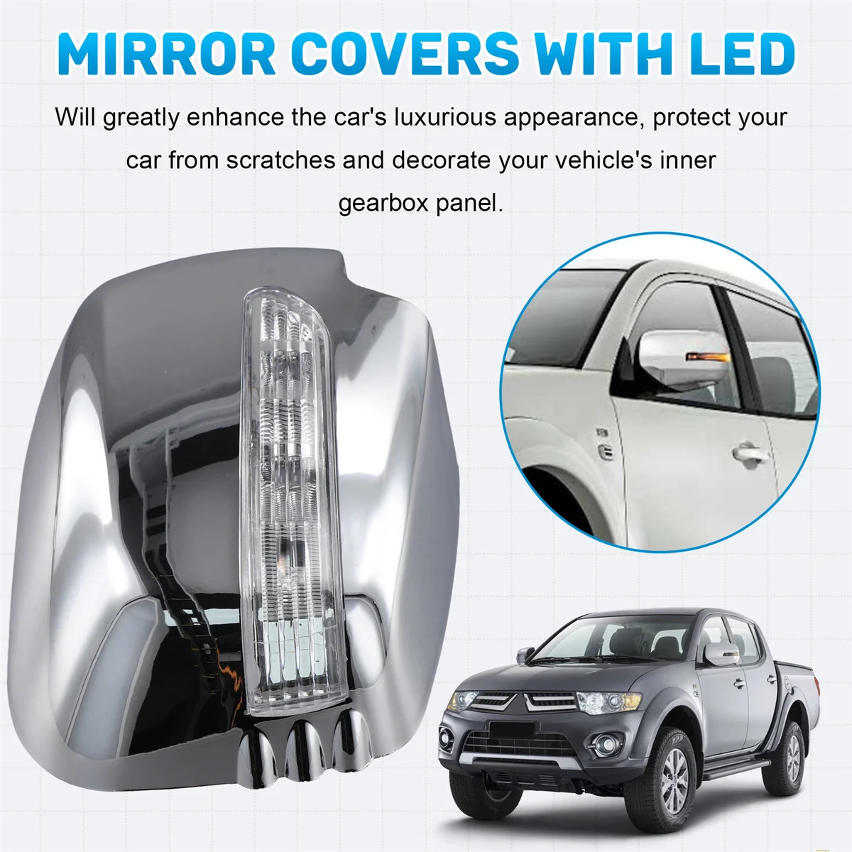 Car Door Mirror Covers with LED for Mitsubishi Triton L200 2005-2014 Pajero Sport 2011JAS
Car Door Mirror Covers with LED for Mitsubishi Triton L200 2005-2014 Pajero Sport 2011JAS