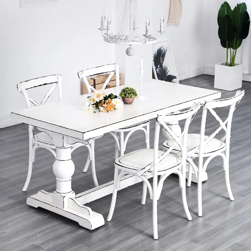 American rural retro solid wood table household living room small apartment simple white rectangular dining table eating table
American rural retro solid wood table household living room small apartment simple white rectangular dining table eating table