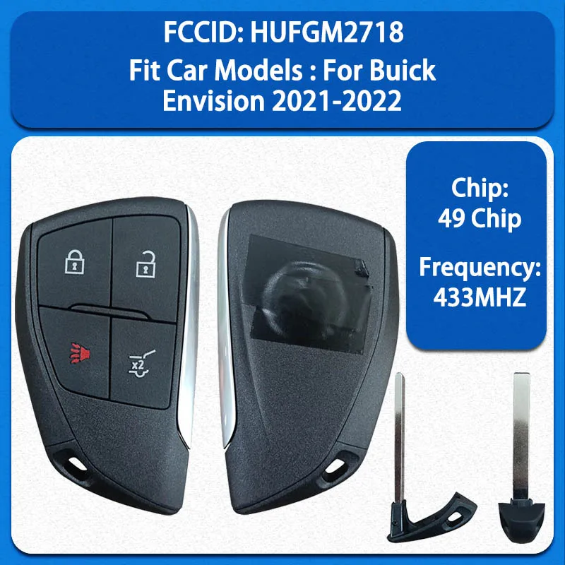 CN013020 Original Smart Remote Key 4 Buttons 434MHZ 49 Chip FCC HUFGM2718 Keyless Go For Buick Envision 2021-2022
CN013020 Original Smart Remote Key 4 Buttons 434MHZ 49 Chip FCC HUFGM2718 Keyless Go For Buick Envision 2021-2022