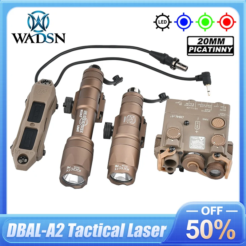 WADSN Tactical DBAL A2 Red Green Blue Laser Surefi M300 M600 Flashlight Pressure Switch Hunting Airsoft For 20mm Picatinny Rail
WADSN Tactical DBAL A2 Red Green Blue Laser Surefi M300 M600 Flashlight Pressure Switch Hunting Airsoft For 20mm Picatinny Rail