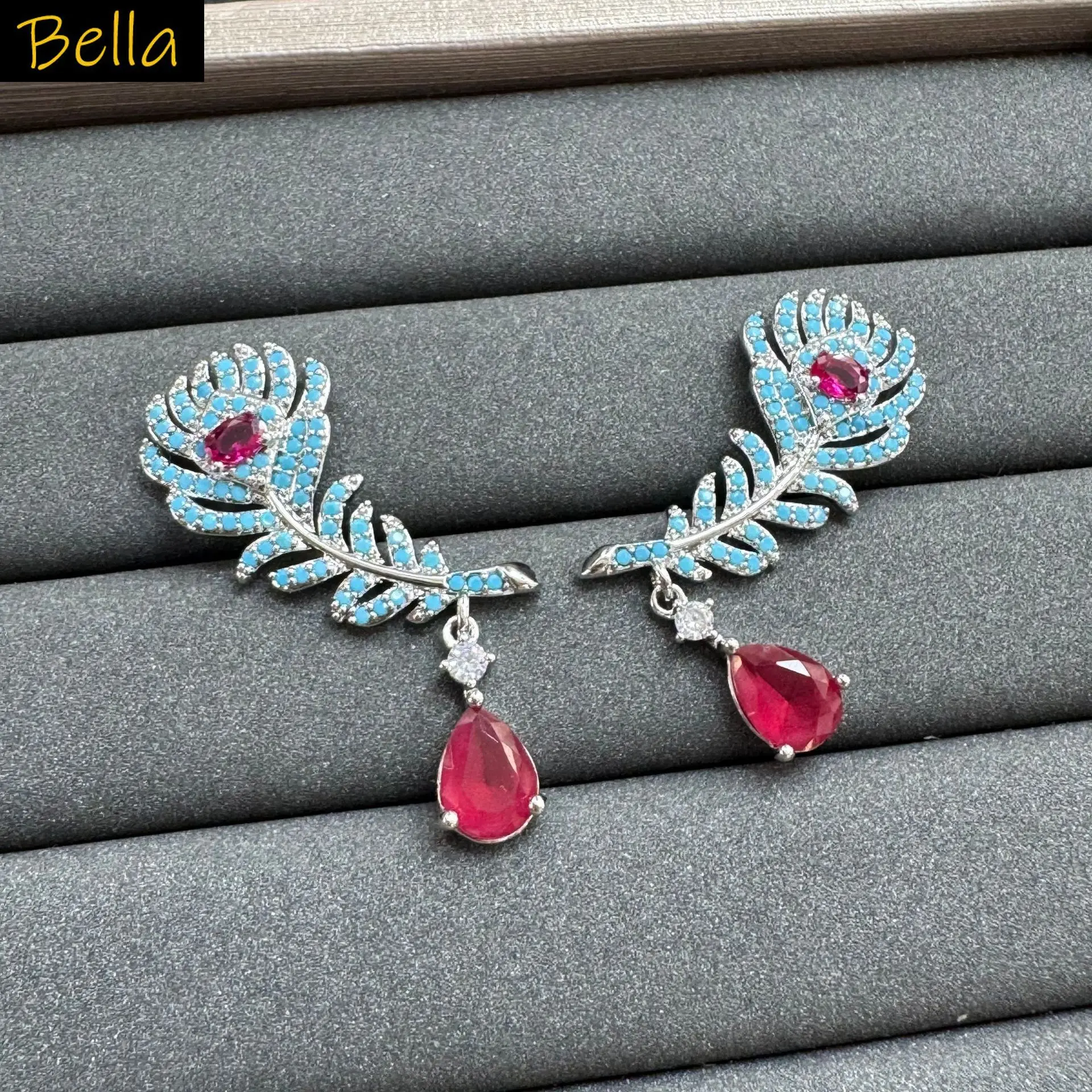 feather earrings for women cute jewelry blue white zirconia
feather earrings for women cute jewelry blue white zirconia
