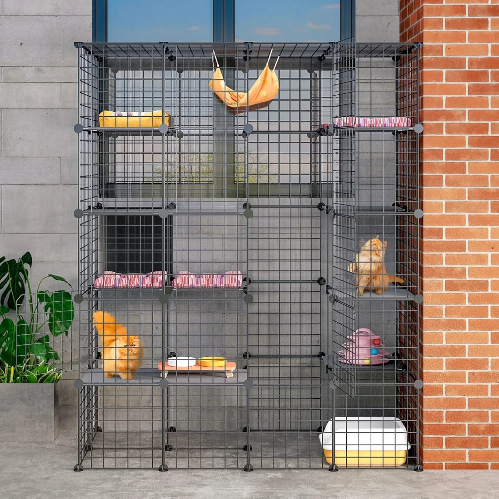 DIY Catio Outdoor Cat Enclosure;Large Cage Cat House with 6 Jumping Platforms for Play Catio with Large Entrance Easy to Clean
DIY Catio Outdoor Cat Enclosure;Large Cage Cat House with 6 Jumping Platforms for Play Catio with Large Entrance Easy to Clean
