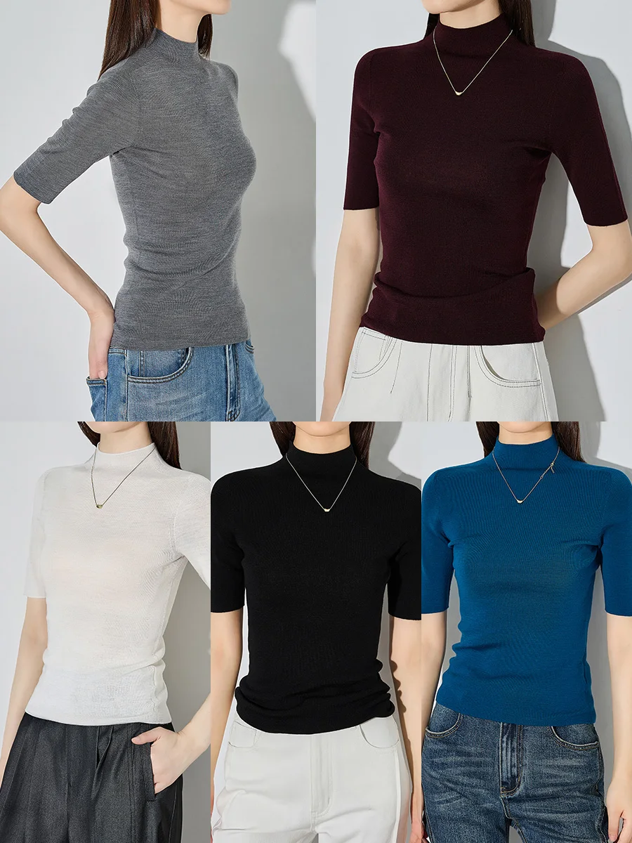 Women's Slim Fit Knitted Sweater f High Collar Five Colors Medium Sve 00 Wool Autumn Base irt Casual Sle Soft Fabric
Women's Slim Fit Knitted Sweater f High Collar Five Colors Medium Sve 00 Wool Autumn Base irt Casual Sle Soft Fabric