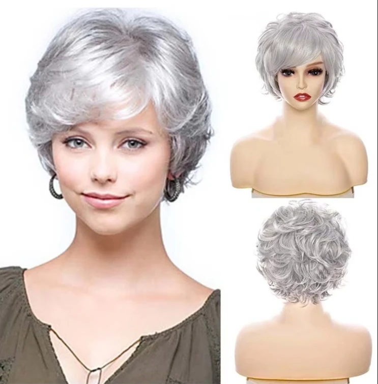 Women's Fashion Short Synthetic Wigs Pixie Cut Silver Gray Hair Costume Party Wigs for Woman Fluffy Curly Wavy Wig
Women's Fashion Short Synthetic Wigs Pixie Cut Silver Gray Hair Costume Party Wigs for Woman Fluffy Curly Wavy Wig