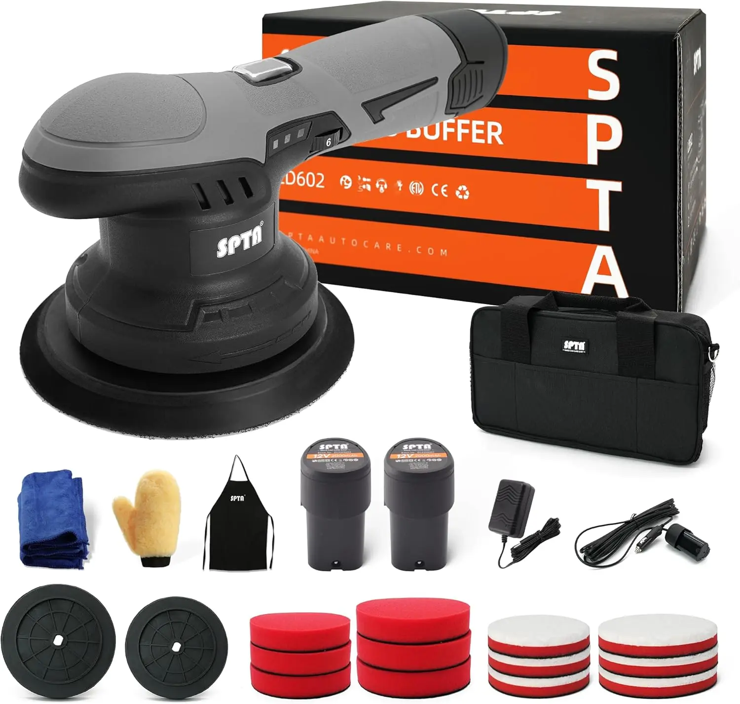 Cordless Car Buffer Polisher with 2x12V Rechargeable Batteries, Variable Speed 2500-5000 RPM for Waxing and Polishing
Cordless Car Buffer Polisher with 2x12V Rechargeable Batteries, Variable Speed 2500-5000 RPM for Waxing and Polishing