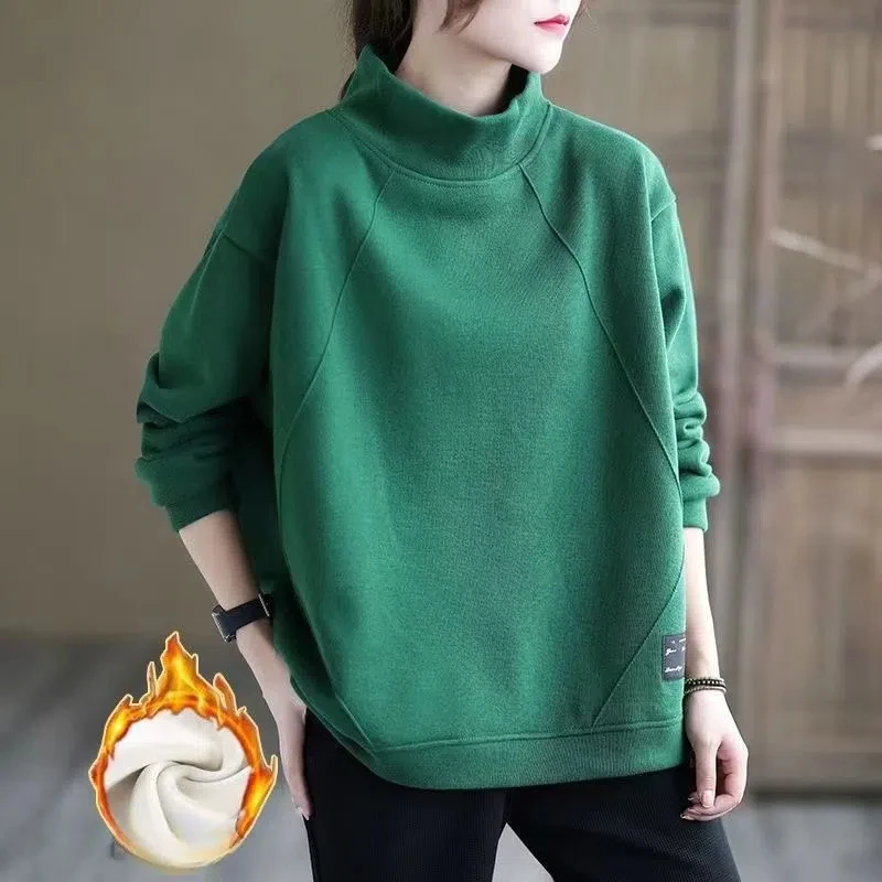 Autumn Winter Half High Collar Solid Color Pullover Lantern Long Sleeve Casual Women's Clothing Hoodies Korean All-match Tops
Autumn Winter Half High Collar Solid Color Pullover Lantern Long Sleeve Casual Women's Clothing Hoodies Korean All-match Tops