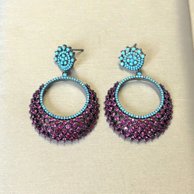 Bilincolor Green Blue and Red Round Geometric Earring for Women
Bilincolor Green Blue and Red Round Geometric Earring for Women