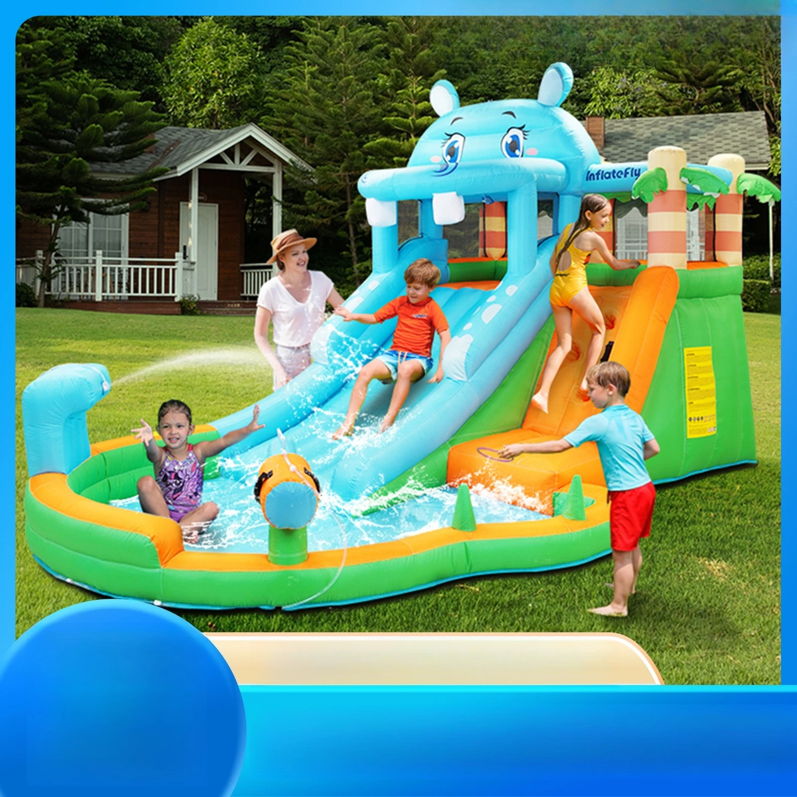 Children's inflatable castle home outdoor Water jet slide jumping bed three-in-one, portable foldable pool water toy
Children's inflatable castle home outdoor Water jet slide jumping bed three-in-one, portable foldable pool water toy