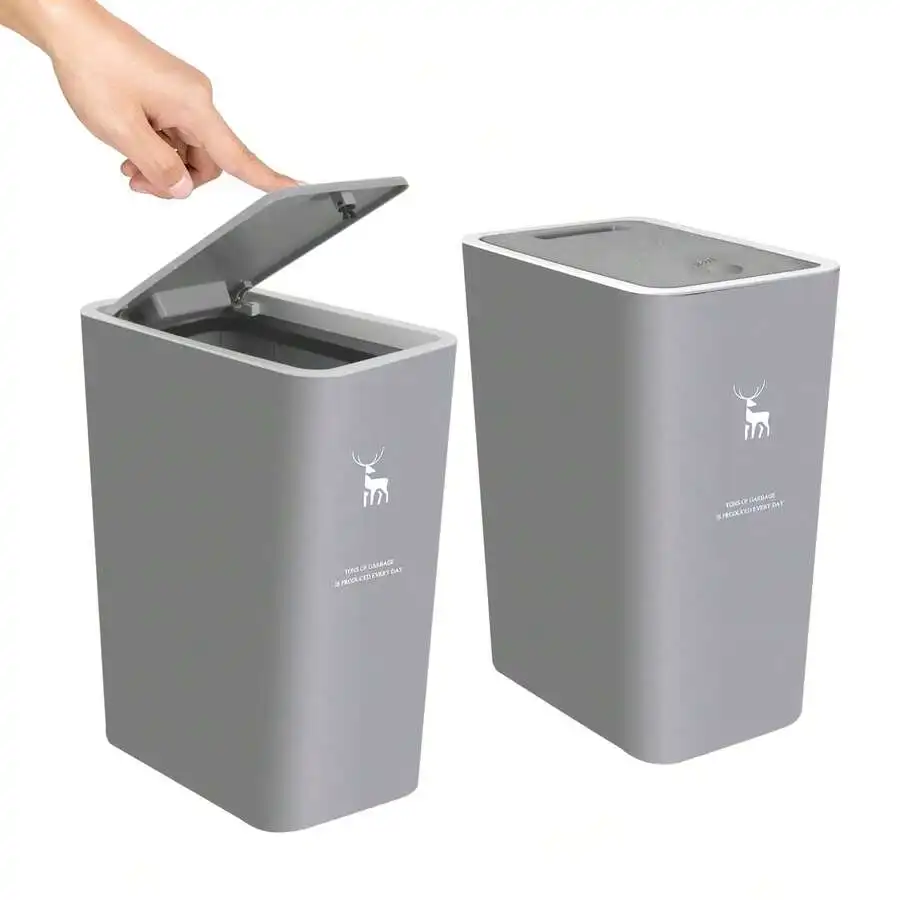 Lidded Trash Can 2-Pack 15L Push Down Lid Plastic Bin For Bathroom Kitchen Bedroom Office
Lidded Trash Can 2-Pack 15L Push Down Lid Plastic Bin For Bathroom Kitchen Bedroom Office