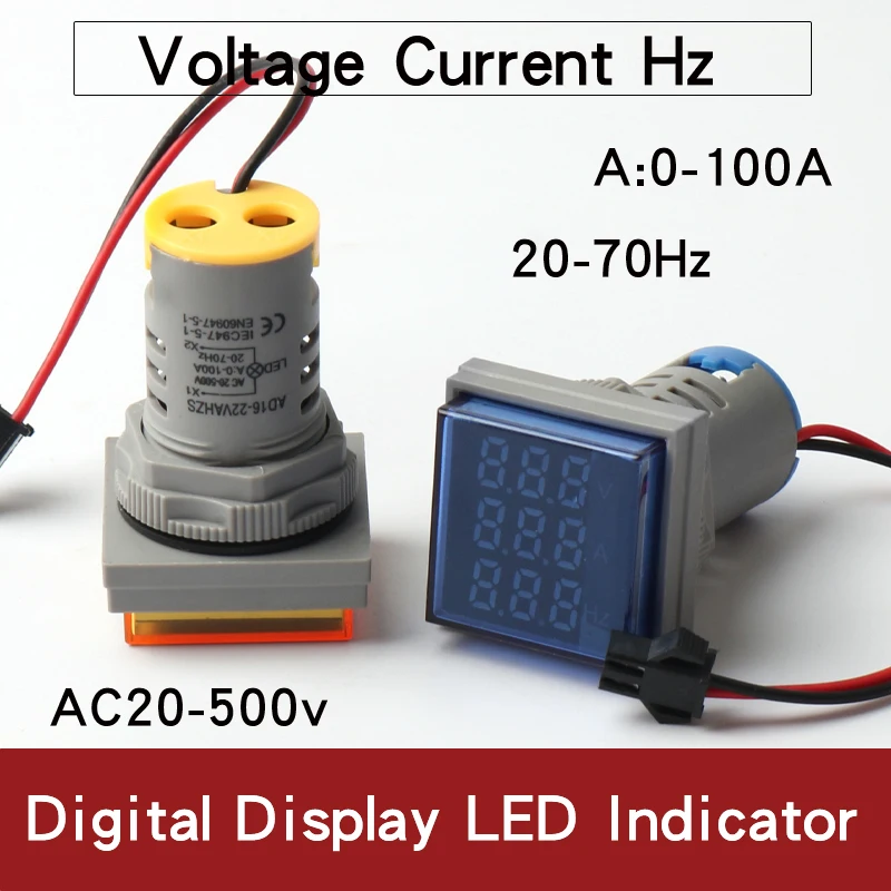 Square LED Digital Voltmeter Ammeter Hertz Meter AC20-500V 2-100A Signal Lights Voltage Current Meter Volt Amp Tester Detector
Square LED Digital Voltmeter Ammeter Hertz Meter AC20-500V 2-100A Signal Lights Voltage Current Meter Volt Amp Tester Detector