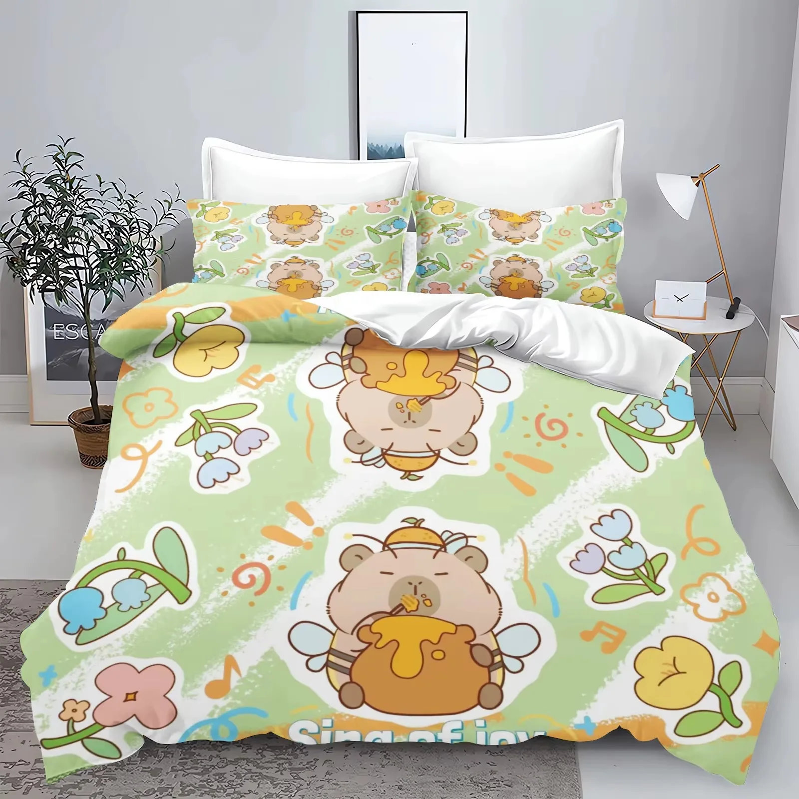 Cartoon Capybara 3D Printed Bedding Set Children's Duvet Cover Pillow Case Set Anime 100_ Polyester Cute Cartoon Home Decoration
Cartoon Capybara 3D Printed Bedding Set Children's Duvet Cover Pillow Case Set Anime 100_ Polyester Cute Cartoon Home Decoration
