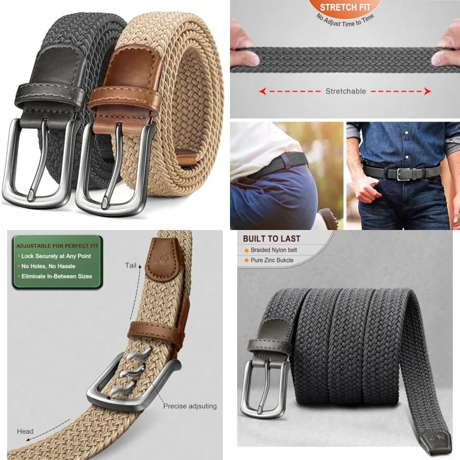Men's Golf Belt Nulti-pack, Braided Woven Stretch Belt for Gift Men Casual Jeans Sports Work 1 3/8", 36"-40"Waist Adjustable
Men's Golf Belt Nulti-pack, Braided Woven Stretch Belt for Gift Men Casual Jeans Sports Work 1 3/8", 36"-40"Waist Adjustable