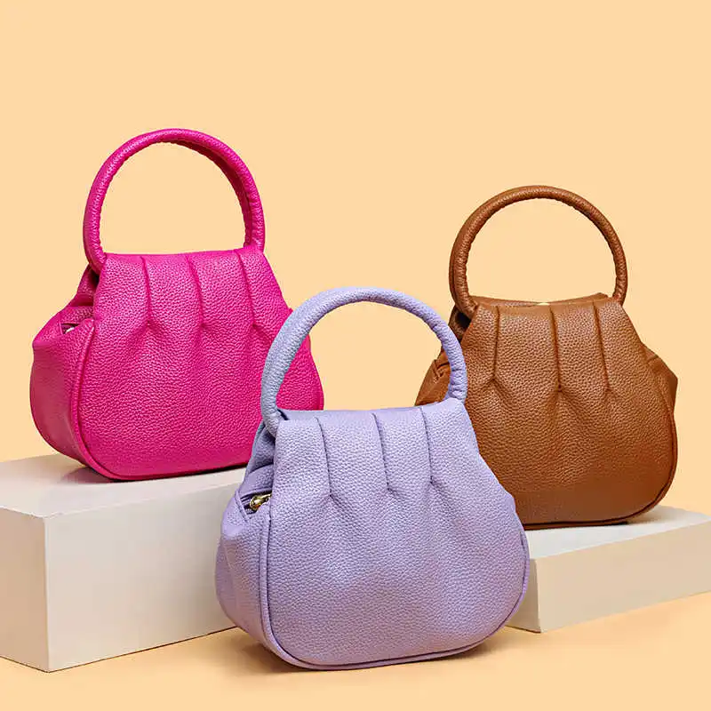 Casual Solid Color PU Round Handbag Women Shopping Phone Coin Purse Fashion Simple Leather Pleat Zipper Female Bags
Casual Solid Color PU Round Handbag Women Shopping Phone Coin Purse Fashion Simple Leather Pleat Zipper Female Bags