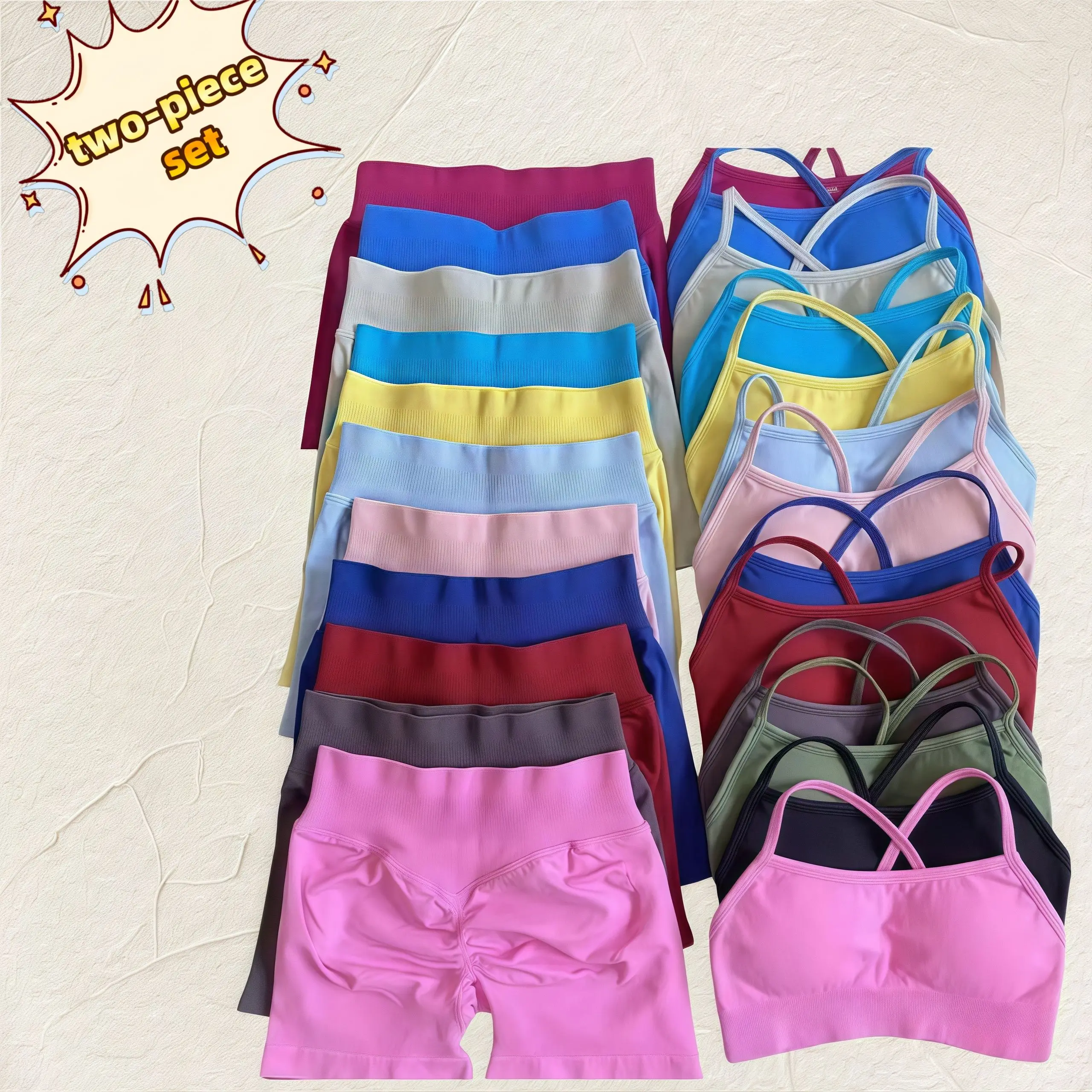 2-Piece Fitness Set 2025 Summer Cross Suspender Sports Bra and Hip Shorts Fitness Set Women's Yoga Multicolor Pilates Riding Set
2-Piece Fitness Set 2025 Summer Cross Suspender Sports Bra and Hip Shorts Fitness Set Women's Yoga Multicolor Pilates Riding Set