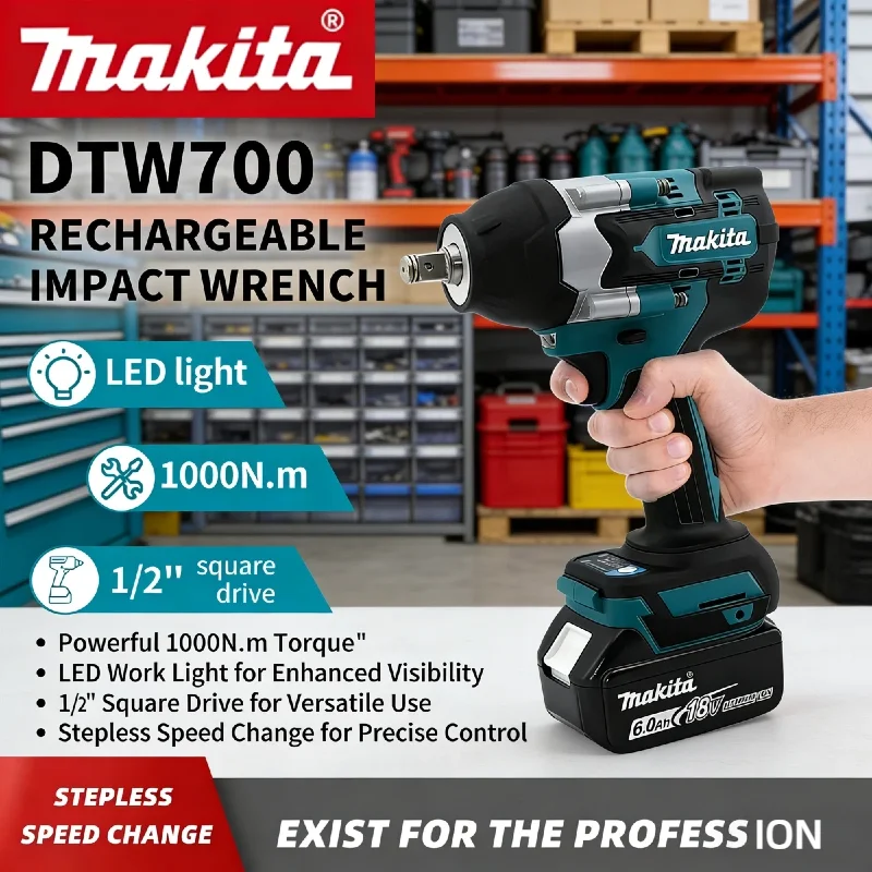 Makita Brushless DTW700 Electric Impact Wrench Cordless Electric Wrench 1/2 inch for Makita 18V Battery Screwdriver Power Tools
Makita Brushless DTW700 Electric Impact Wrench Cordless Electric Wrench 1/2 inch for Makita 18V Battery Screwdriver Power Tools