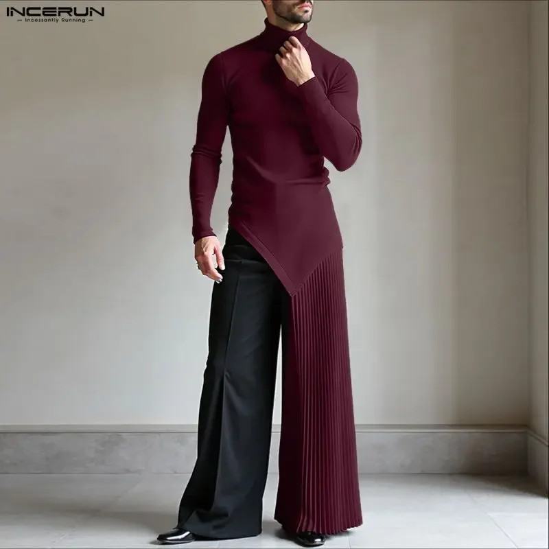 INCERUN Мужская футболка нестандартной формы, однотонная водолазка с длинным рукавом, мужские длинные стильные футболки, уличная одежда, вязаные плиссированные модные майки
INCERUN Мужская футболка нестандартной формы, однотонная водолазка с длинным рукавом, мужские длинные стильные футболки, уличная одежда, вязаные плиссированные модные майки