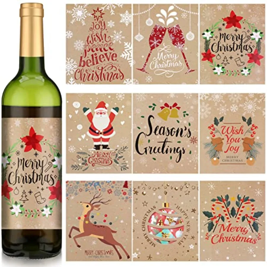 135 Pieces Christmas Wine Bottle Label Stickers Decorations Xmas Wine Bottle Sticker Cover Elk Santa Poinsettia Labels for Chri
135 Pieces Christmas Wine Bottle Label Stickers Decorations Xmas Wine Bottle Sticker Cover Elk Santa Poinsettia Labels for Chri