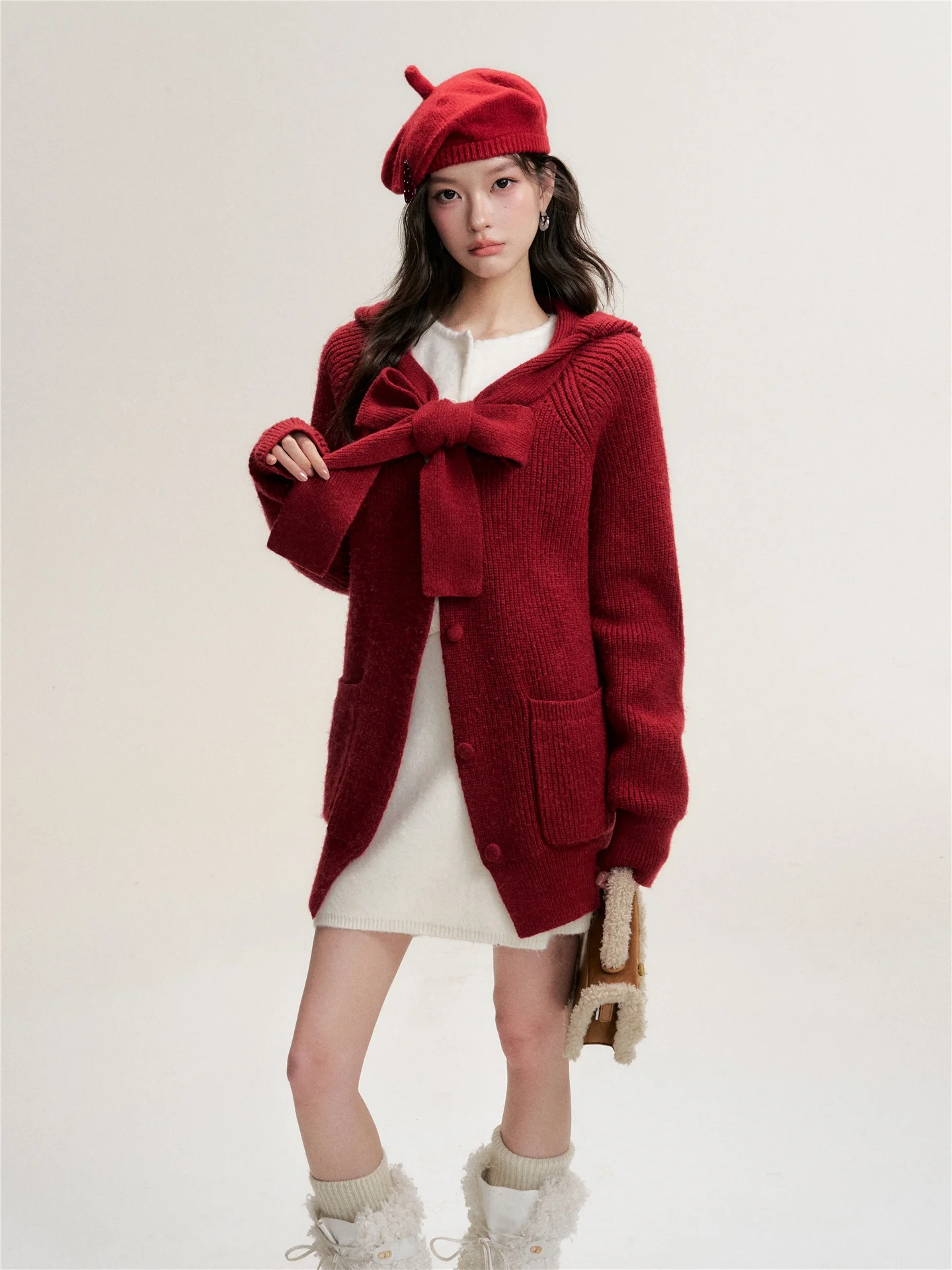 Cisas Warm Knitted Knot Belted Open Cardigan Sweater with Knitted Hat Women's Loose Fit Long Sve V-Ne Coat
Cisas Warm Knitted Knot Belted Open Cardigan Sweater with Knitted Hat Women's Loose Fit Long Sve V-Ne Coat