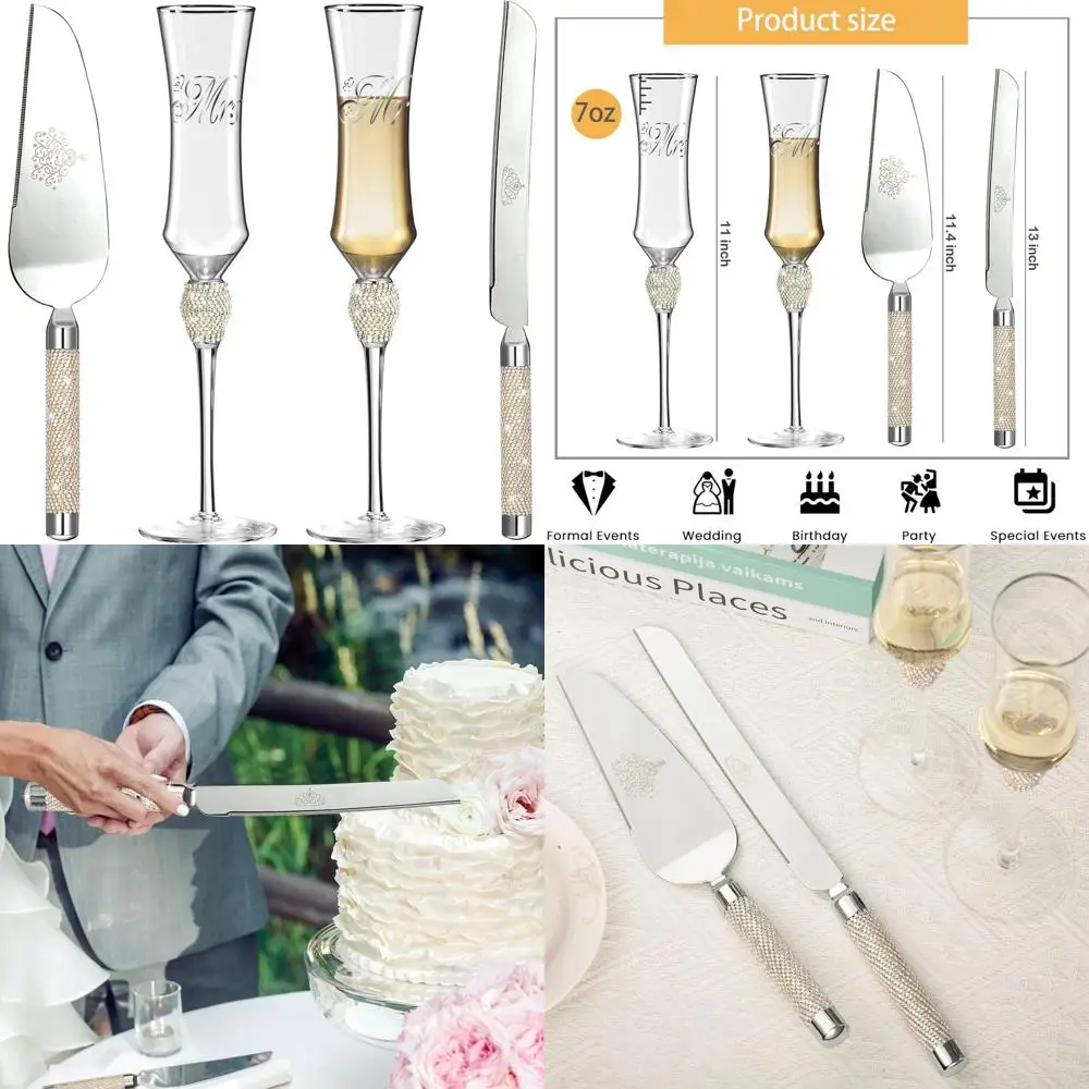 Chic Mr. & Mrs. Champagne Flutes with Sparkling Rhinestone Bride & Groom Design, Perfect Wedding Gift for Engaged Couples
Chic Mr. & Mrs. Champagne Flutes with Sparkling Rhinestone Bride & Groom Design, Perfect Wedding Gift for Engaged Couples