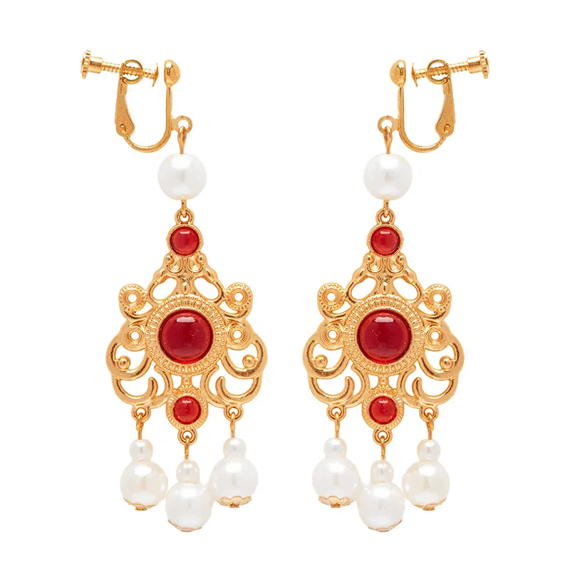 AETEEY Vintage Red Gem Pearl Earrings, Neo - Chinese Dunhuang Style Hanfu Ancient Accessories
AETEEY Vintage Red Gem Pearl Earrings, Neo - Chinese Dunhuang Style Hanfu Ancient Accessories