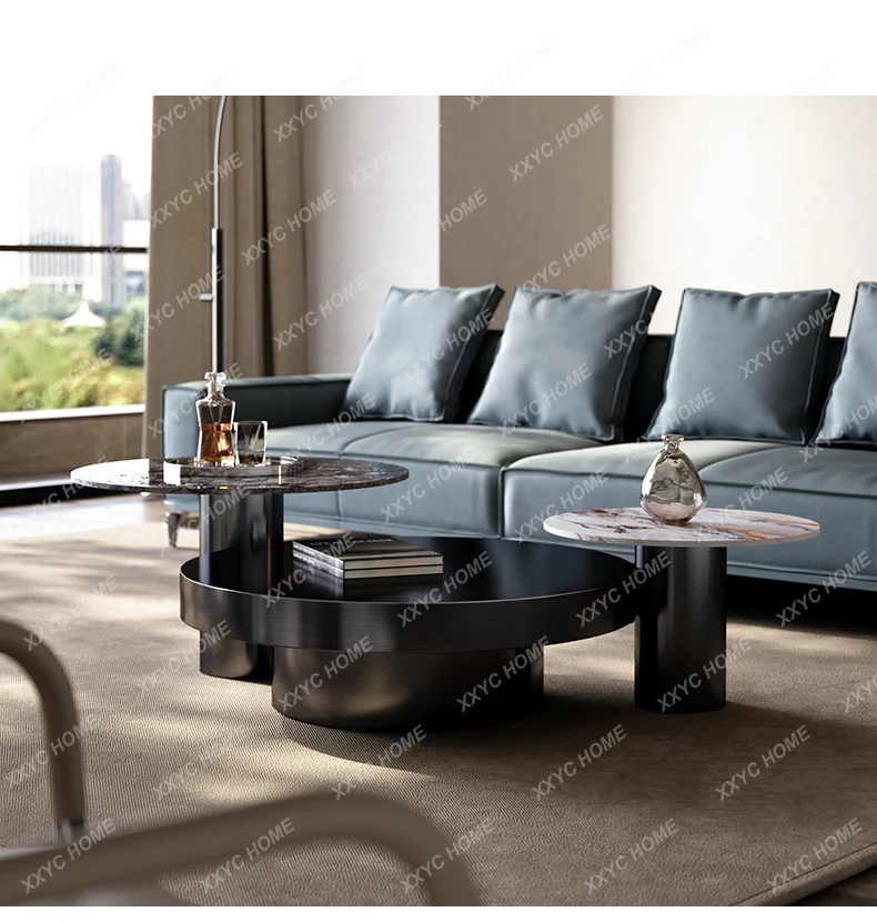 rock slab size combination light luxury living room high sense minimalist round design high and low coffee table
rock slab size combination light luxury living room high sense minimalist round design high and low coffee table