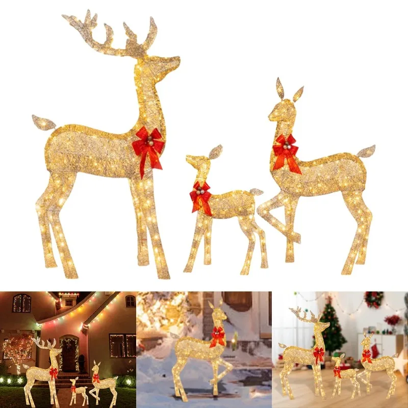 Рождественское освещение с оленем, с Новым годом, 3 шт., рождественское украшение для двора для праздничного праздника, светящееся украшение
Рождественское освещение с оленем, с Новым годом, 3 шт., рождественское украшение для двора для праздничного праздника, светящееся украшение