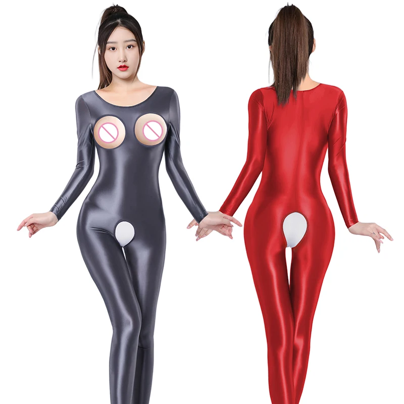 Hot Sexy Oil Glossy Bodysuit Women's Open Cups Long Sleeve Crotchless Jumpsuit Satin Shiny Tights Leotard Night Club Party Wear
Hot Sexy Oil Glossy Bodysuit Women's Open Cups Long Sleeve Crotchless Jumpsuit Satin Shiny Tights Leotard Night Club Party Wear