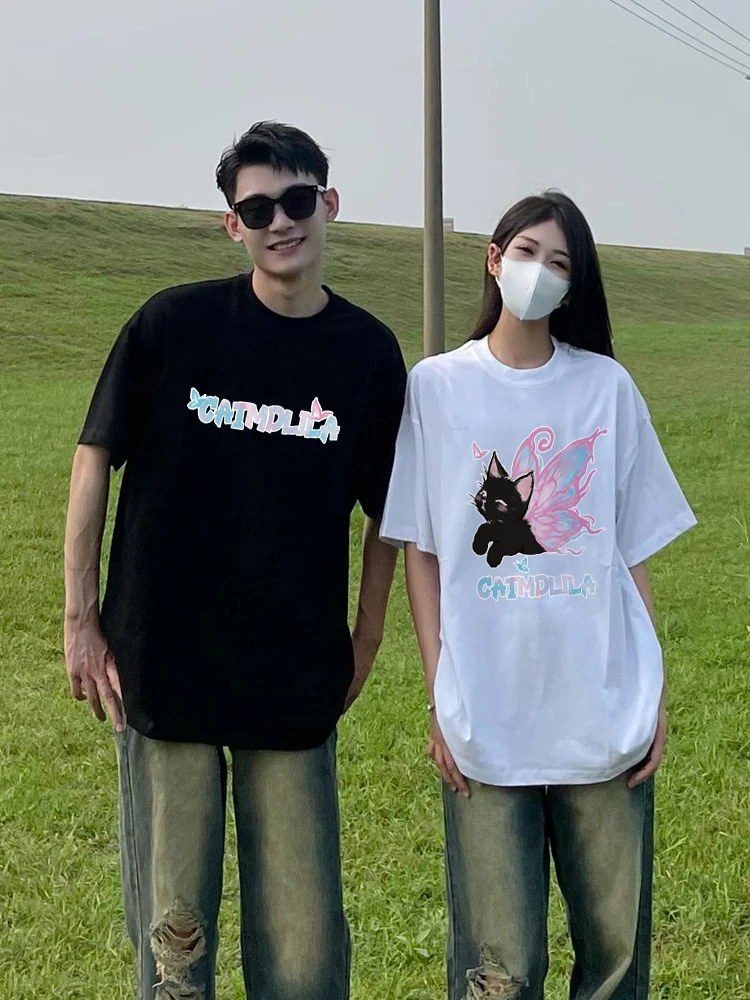 Butterfly Cat Pattern Couple clothes 2025 New High-quality T-shirt Summer Casual Breathable Short Sleeves
Butterfly Cat Pattern Couple clothes 2025 New High-quality T-shirt Summer Casual Breathable Short Sleeves