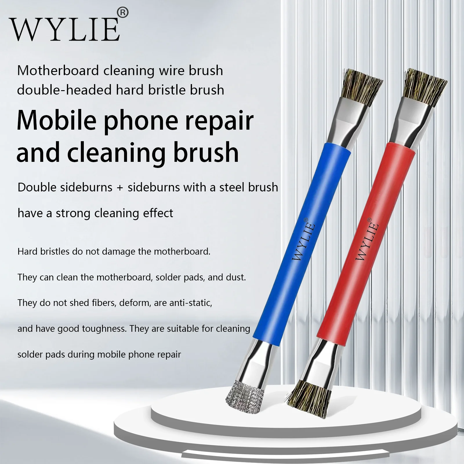 WYLIE двусторонняя чистящая щетка, профессиональная для ремонта электроники телефона с твердой щетиной, стальной проволокой, антистатический инструмент
WYLIE двусторонняя чистящая щетка, профессиональная для ремонта электроники телефона с твердой щетиной, стальной проволокой, антистатический инструмент