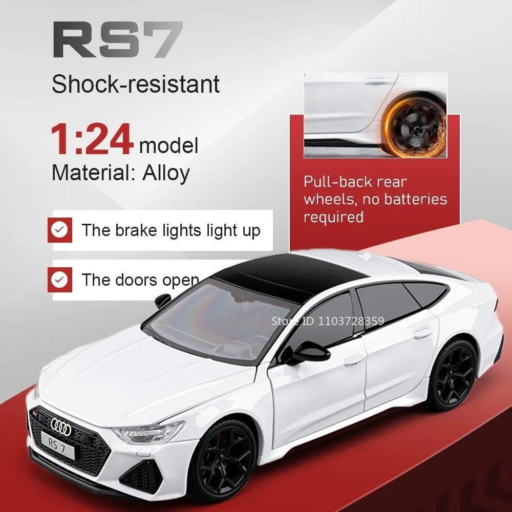 1:24 Scale RS7 A6L Car toy Models Metal Diecast Shock Absorption Doors Opened Pull Back Front Wheel Steering Simulation Vehicles
1:24 Scale RS7 A6L Car toy Models Metal Diecast Shock Absorption Doors Opened Pull Back Front Wheel Steering Simulation Vehicles