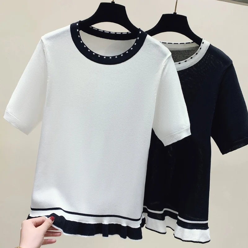 Summer Knitted Sweater Women Korean Fashion Chic Slim Solid Color O-Neck Puff Short Sleeve Black Pullover Knitwear Top Y2K
Summer Knitted Sweater Women Korean Fashion Chic Slim Solid Color O-Neck Puff Short Sleeve Black Pullover Knitwear Top Y2K