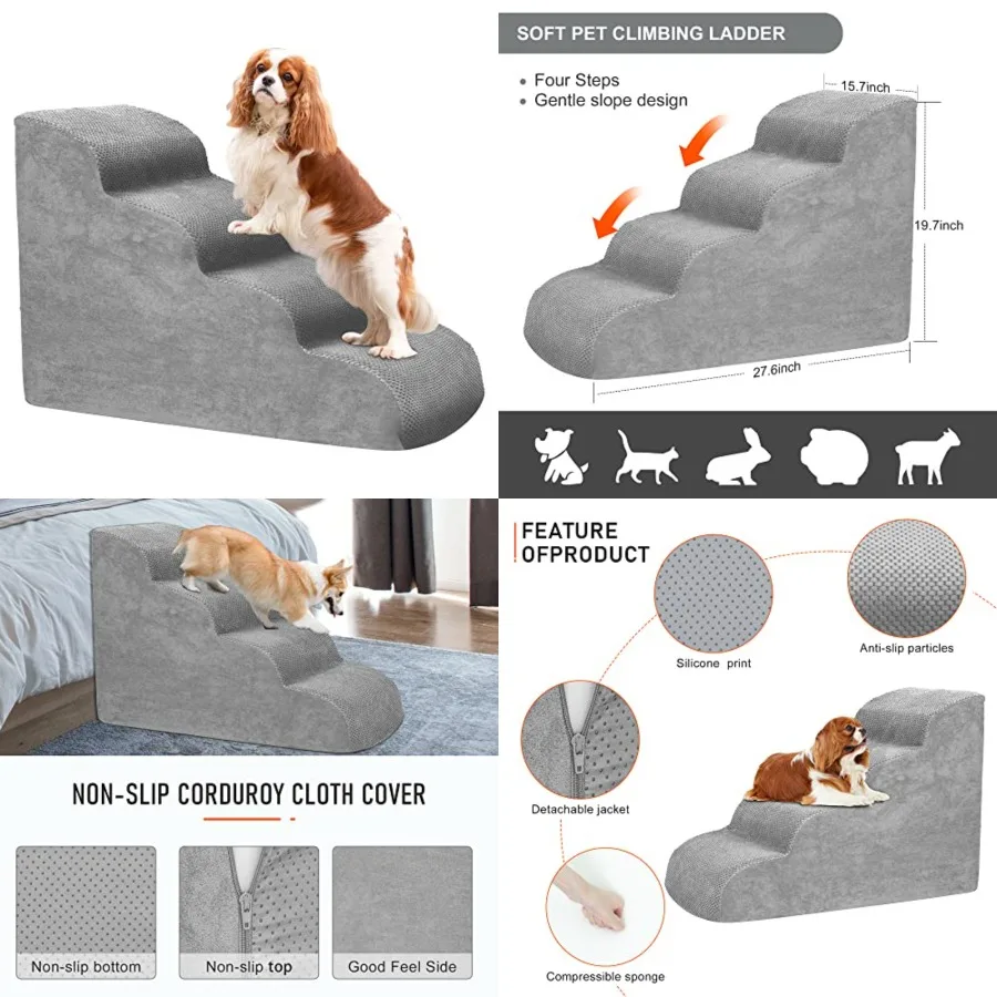 Dog Stairs for Small Dogs, High Density Foam Dog Steps, Extra Wide Non-Slip Pet Ramp for High Beds Or Couch, Soft Doggie Ladder
Dog Stairs for Small Dogs, High Density Foam Dog Steps, Extra Wide Non-Slip Pet Ramp for High Beds Or Couch, Soft Doggie Ladder