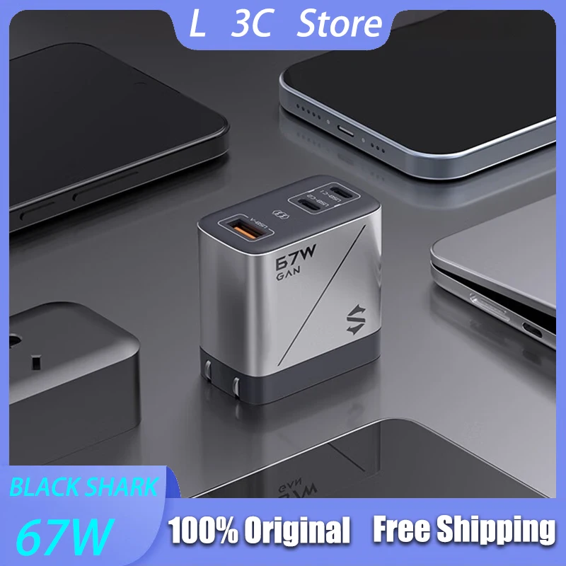 BLACK SHARK 67W GaN Charger 2C1A Three-Port Fast Charging Table Charger with Foldable Pin Portable Phone Chargers Original
BLACK SHARK 67W GaN Charger 2C1A Three-Port Fast Charging Table Charger with Foldable Pin Portable Phone Chargers Original