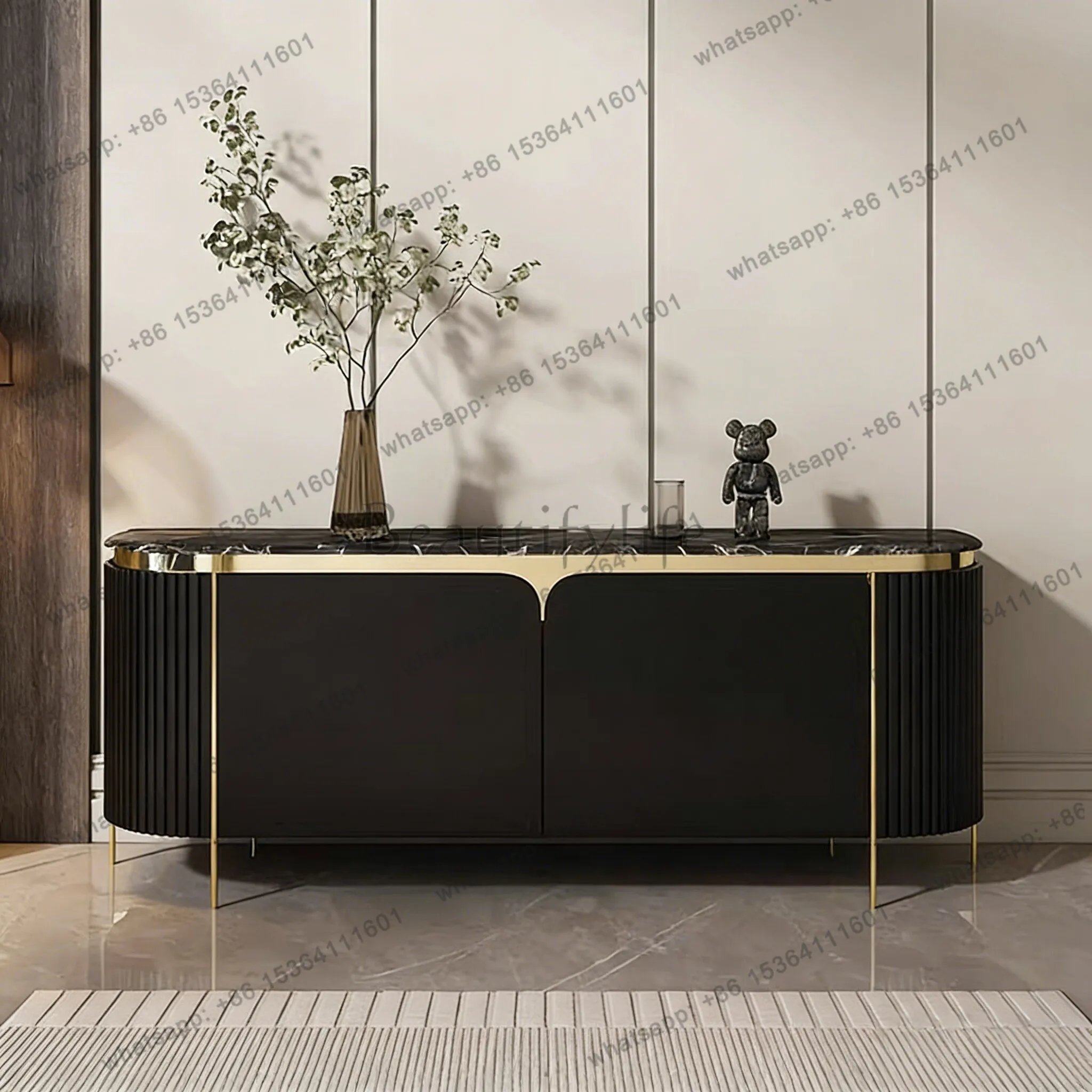 Light luxury black marble TV cabinet living room advanced sense can be customized
Light luxury black marble TV cabinet living room advanced sense can be customized