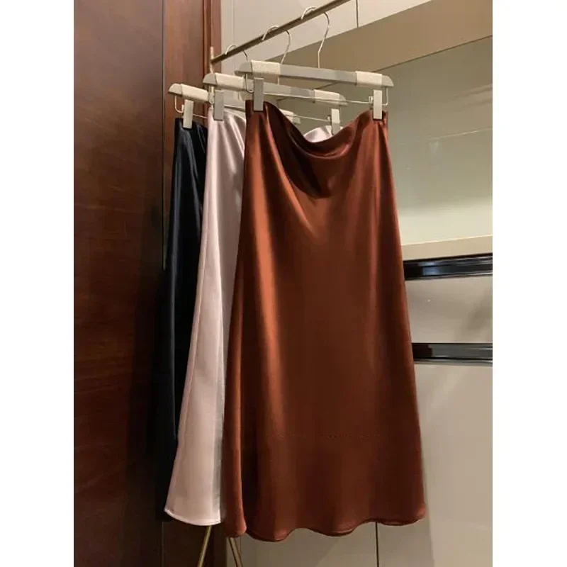 Elegant A-line Satin Skirt Heavyweight Acetate Silk High Waist Hip A-line Mid-length Skirts Women
Elegant A-line Satin Skirt Heavyweight Acetate Silk High Waist Hip A-line Mid-length Skirts Women