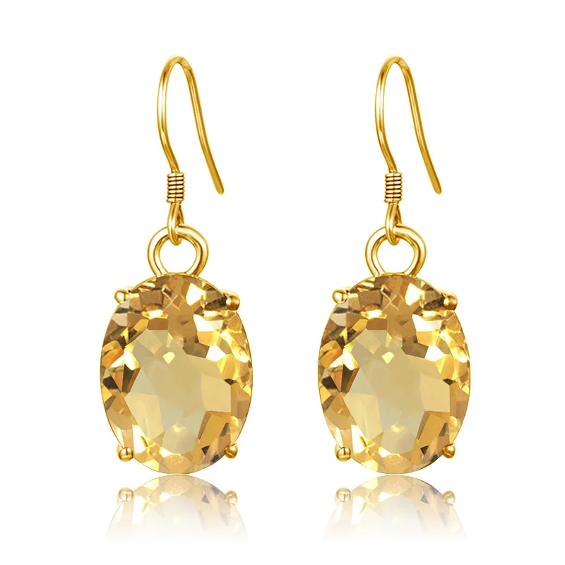 14K Gold Plated 925 Sterling Silver Earrings Woman Dangle Drop Earrings Gemstone Citrine Egg Shape 4 Prongs Hook Fine Jewelry
14K Gold Plated 925 Sterling Silver Earrings Woman Dangle Drop Earrings Gemstone Citrine Egg Shape 4 Prongs Hook Fine Jewelry