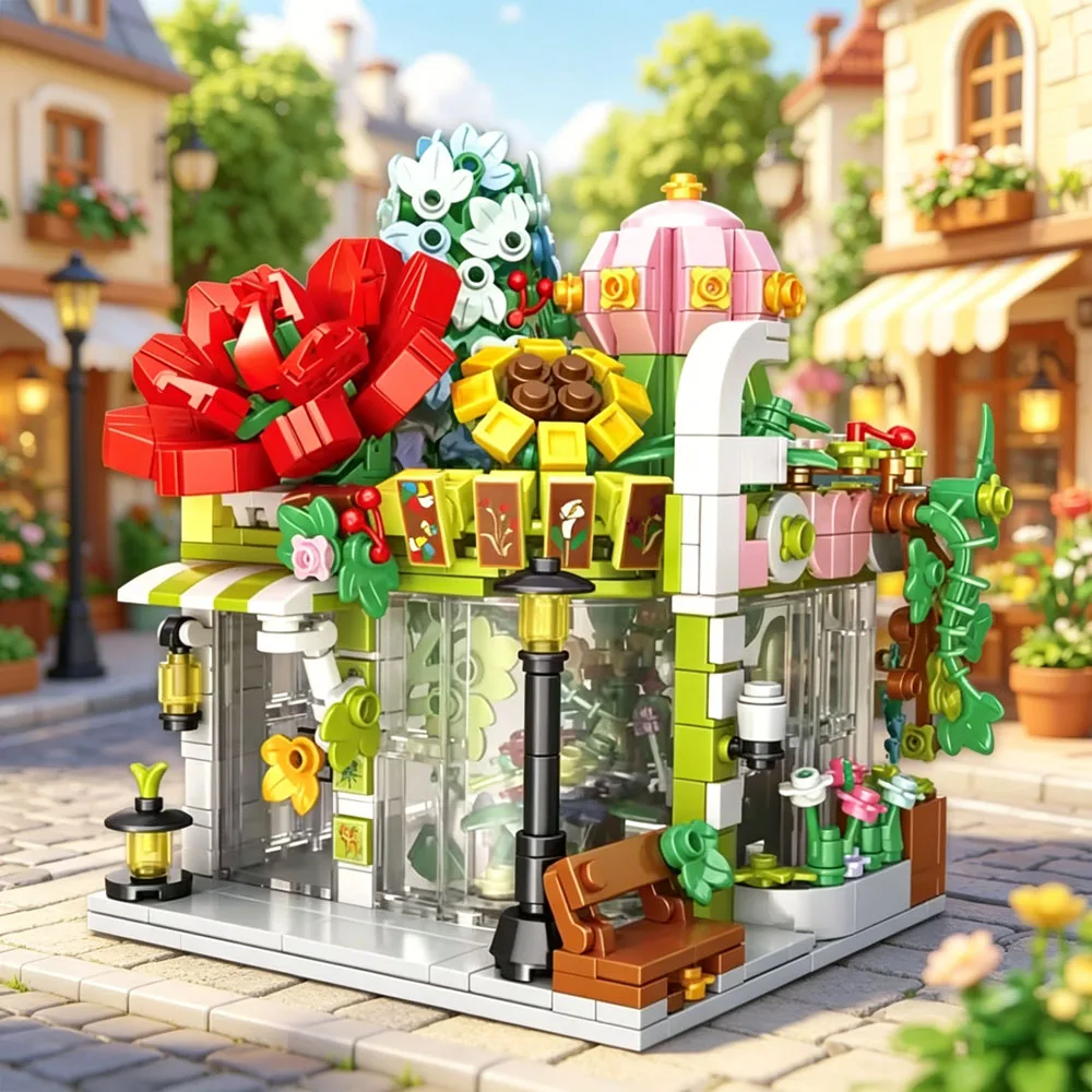 City Street View Architecture Flower Shop Creative Building Block Streetscape Florist Model Bricks Construction Toys With Light
City Street View Architecture Flower Shop Creative Building Block Streetscape Florist Model Bricks Construction Toys With Light