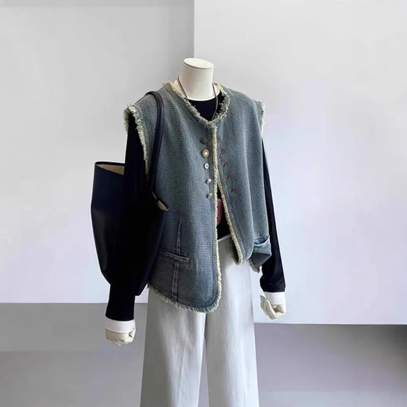 Retro Solid Denim Vest Women Loose Sleeveless Fashionable Spring Autumn New Style Leisure Waistcoat Women Top
Retro Solid Denim Vest Women Loose Sleeveless Fashionable Spring Autumn New Style Leisure Waistcoat Women Top