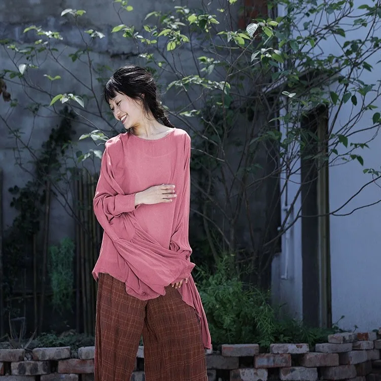 Irregular hem, skin-friendly and smooth pullover T-shirt, pleated top on both sides, fashionable and casual, simple temperament,
Irregular hem, skin-friendly and smooth pullover T-shirt, pleated top on both sides, fashionable and casual, simple temperament,