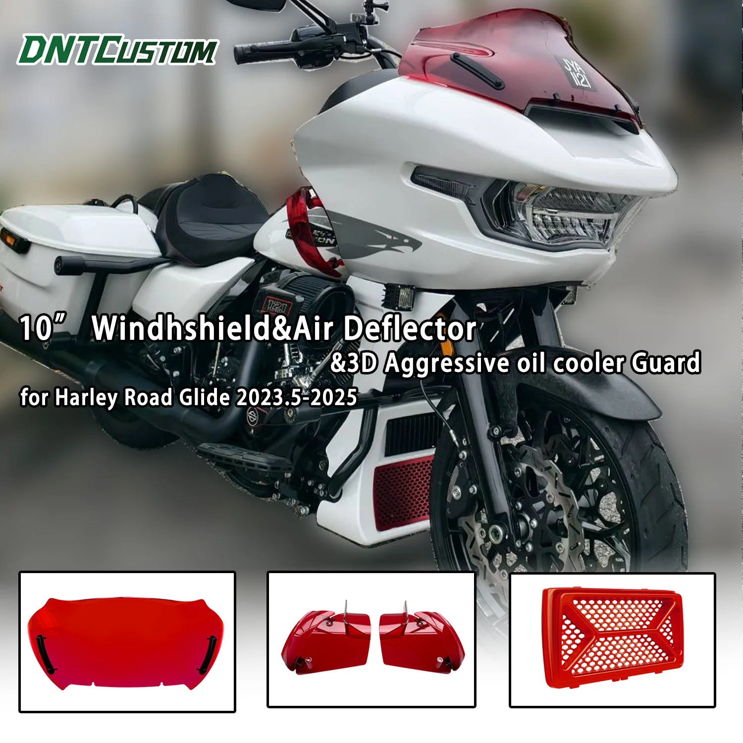 DNTCUSTOM 10" Windshield PC 4mm Wave Windscreen&Side Wind Air Deflector&3D Aggressive Oil Cooler Guard for Road Glide 23.5-2025
DNTCUSTOM 10" Windshield PC 4mm Wave Windscreen&Side Wind Air Deflector&3D Aggressive Oil Cooler Guard for Road Glide 23.5-2025