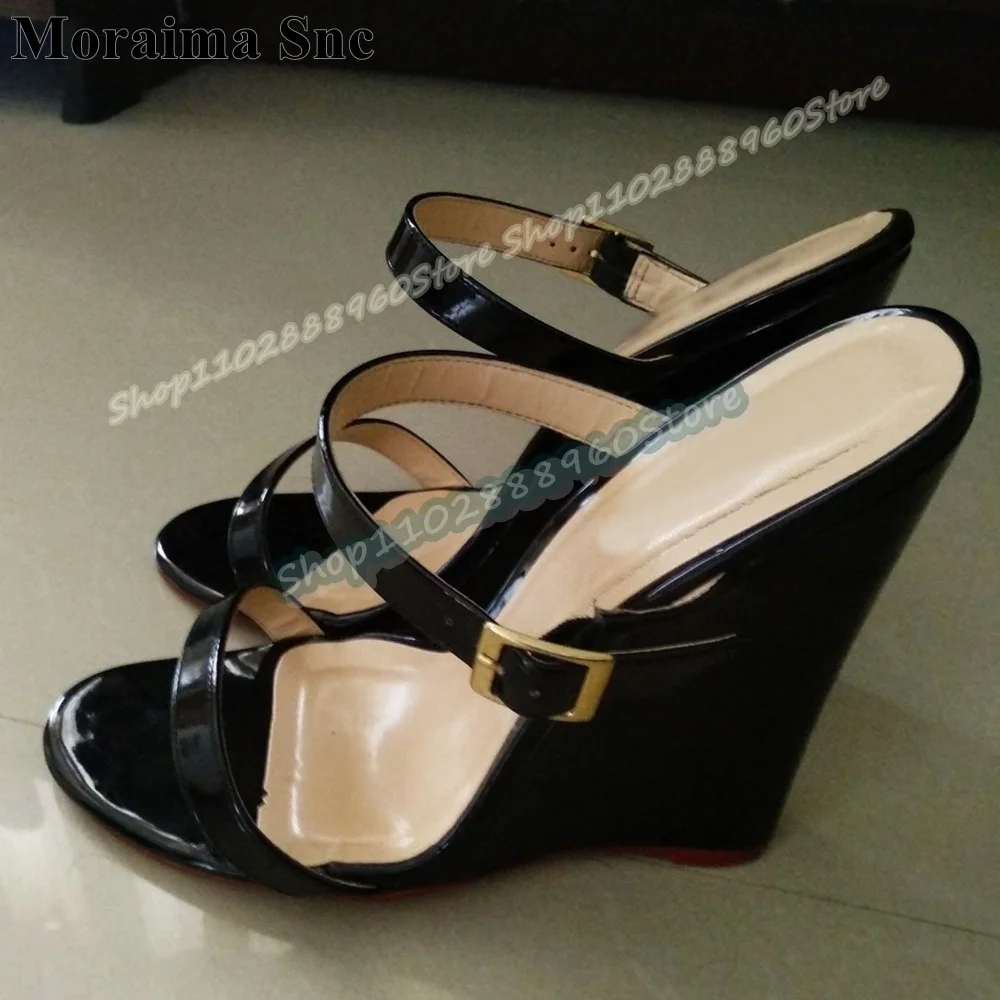 Sexy Black Leather Narrow Strappy Slippers Wedges High Heel Shoes For Women Slip On Open Toe 2026 Fashionable Zapatos Para Mujer
Sexy Black Leather Narrow Strappy Slippers Wedges High Heel Shoes For Women Slip On Open Toe 2026 Fashionable Zapatos Para Mujer