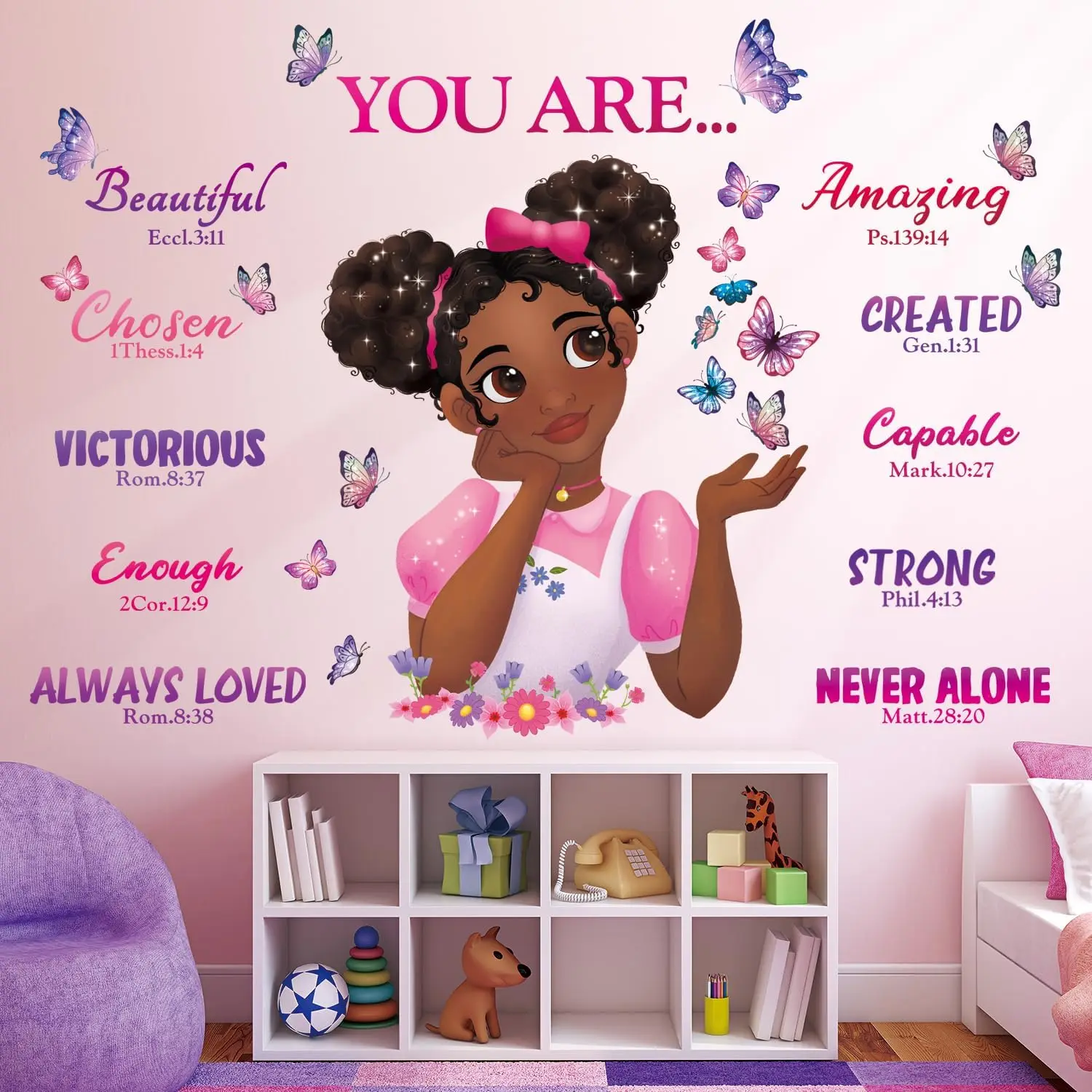 Black Girl Magic Butterfly Wall Stickers for Kids Room Decor, Pink Afro Door Art
Black Girl Magic Butterfly Wall Stickers for Kids Room Decor, Pink Afro Door Art