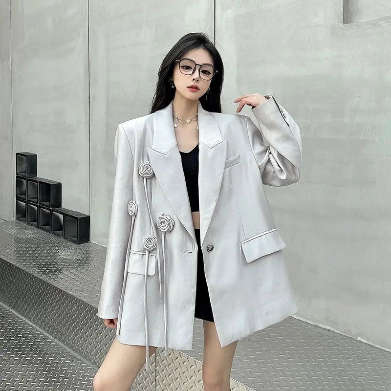 Women's Blazers Coat Spring Autumn New Loose Casual Rose Decorative Shoulder Cushion Suit
Women's Blazers Coat Spring Autumn New Loose Casual Rose Decorative Shoulder Cushion Suit