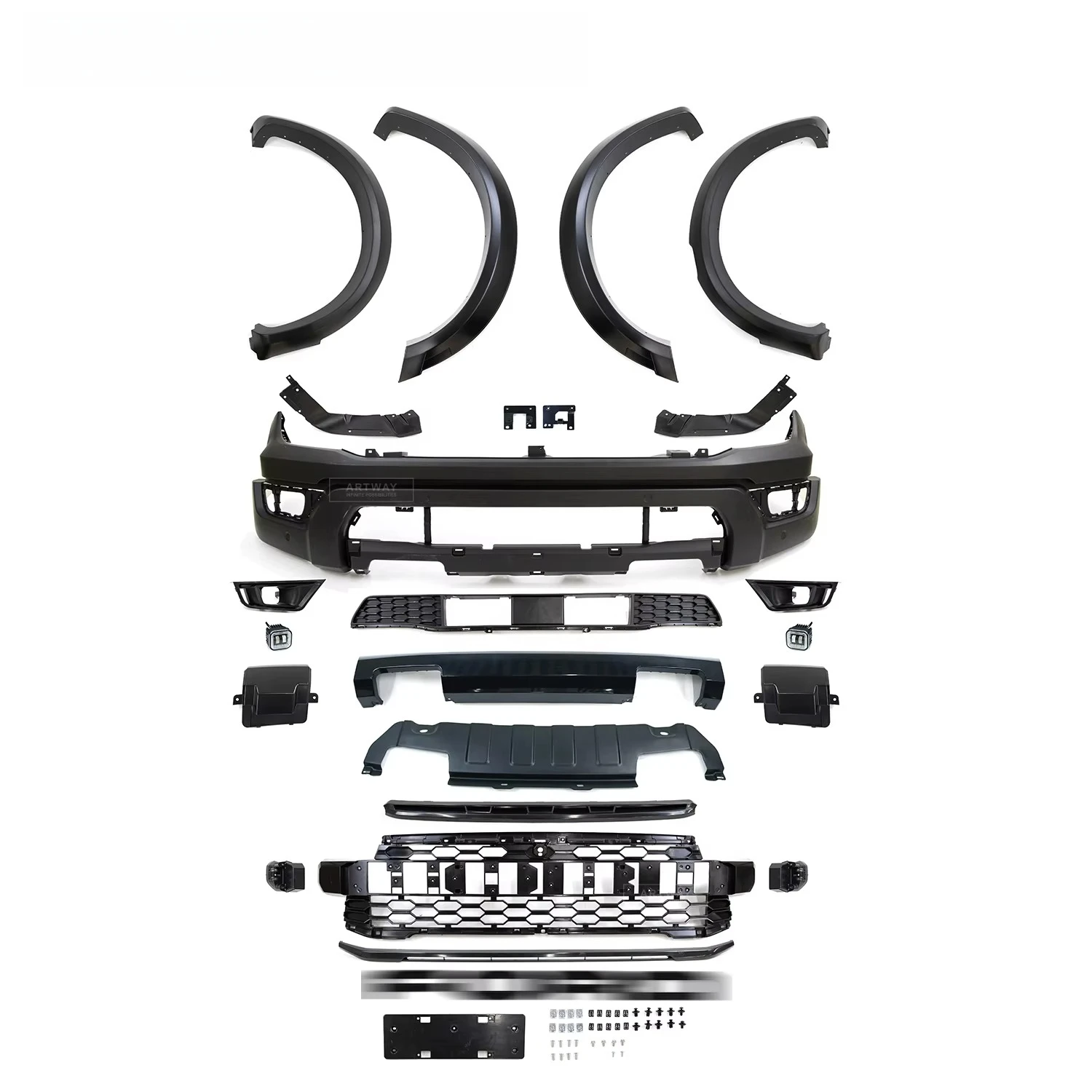 Комплект обвеса для Ranger T9 (обновление до Ranger Raptor 2023) с бампером и решеткой радиатора
Комплект обвеса для Ranger T9 (обновление до Ranger Raptor 2023) с бампером и решеткой радиатора